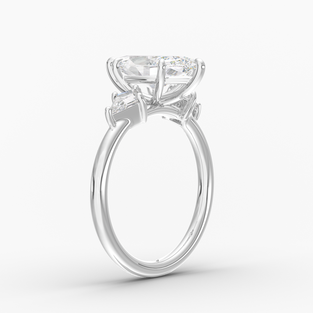 Valenne Marquise engagement ring setting in 18K white gold, three-quarter view.