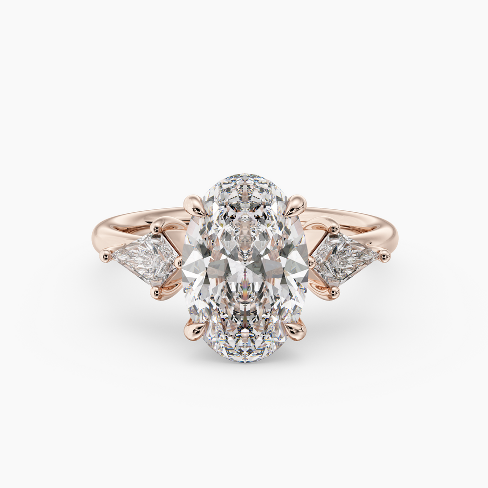 Valenne Oval engagement ring setting in 18K rose gold, front view.