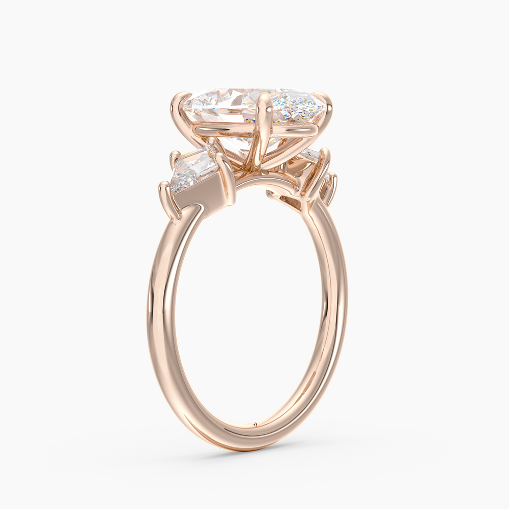Valenne Oval engagement ring setting in 18K rose gold, front view.