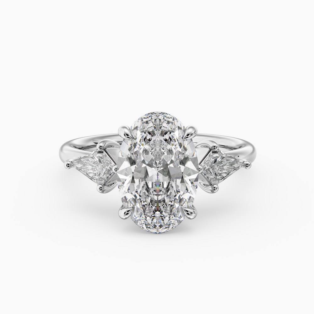 Valenne Oval engagement ring setting in 18K white gold, front view.