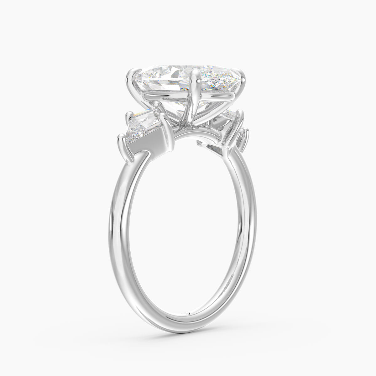 Valenne Oval engagement ring setting in 18K white gold, three-quarter view.