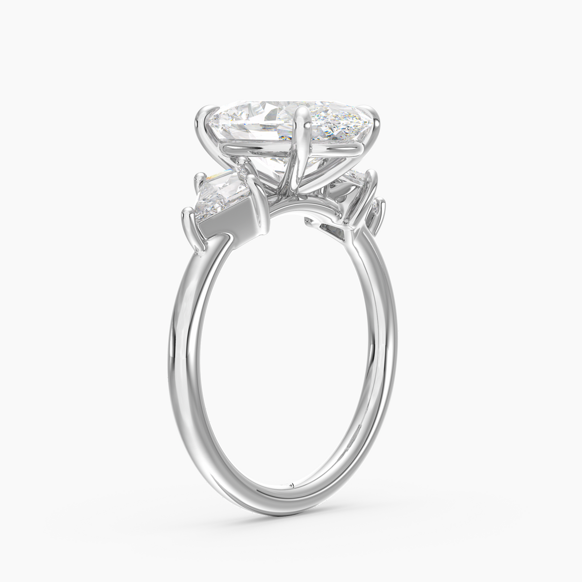 Valenne Oval engagement ring setting in 18K white gold, front view.