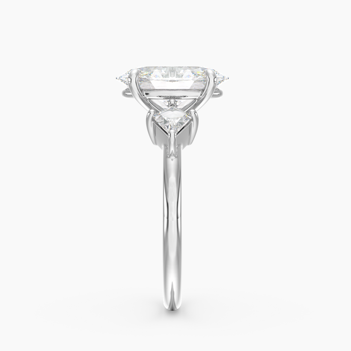 Valenne Oval engagement ring setting in 18K white gold, front view.
