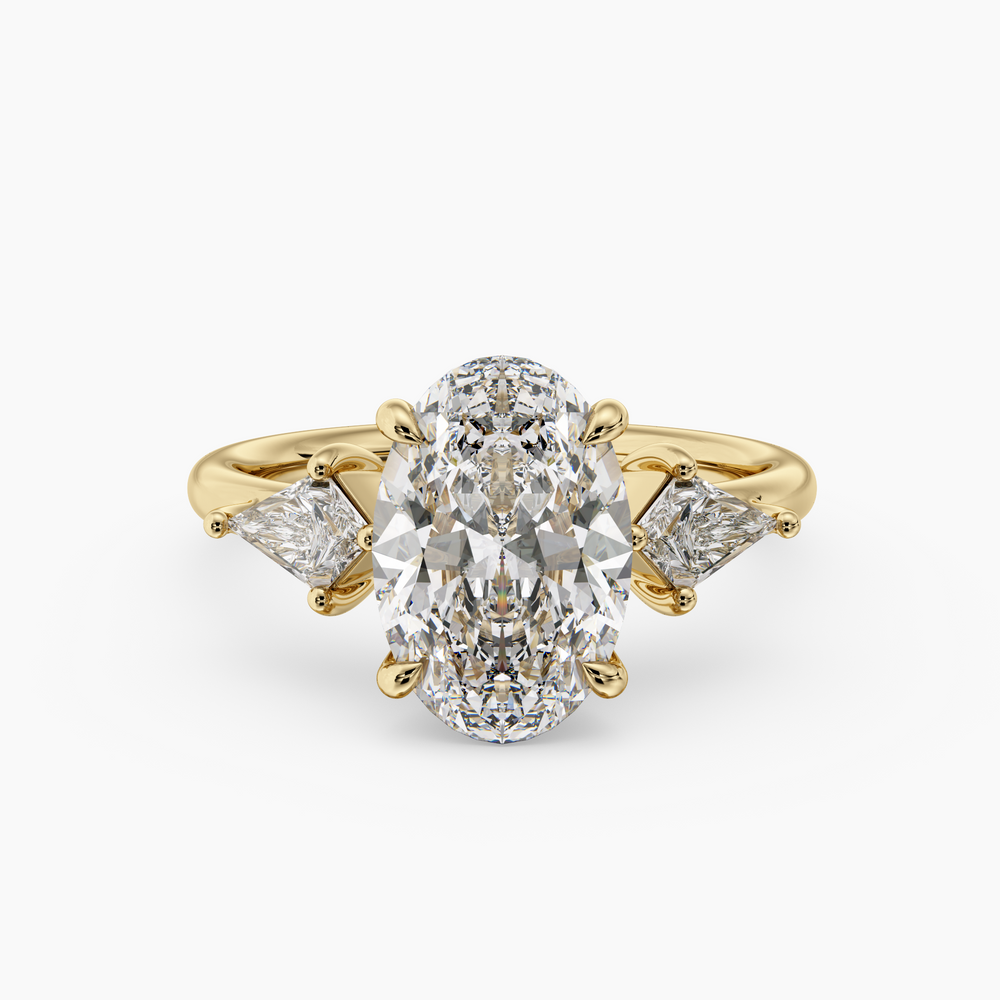 Valenne Oval engagement ring setting in 18K yellow gold, front view.