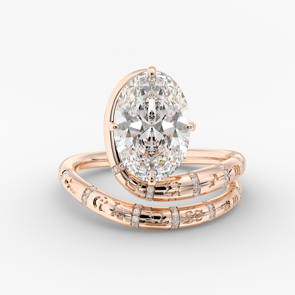 Candeo Oval engagement ring setting in 18K rose gold, front view.