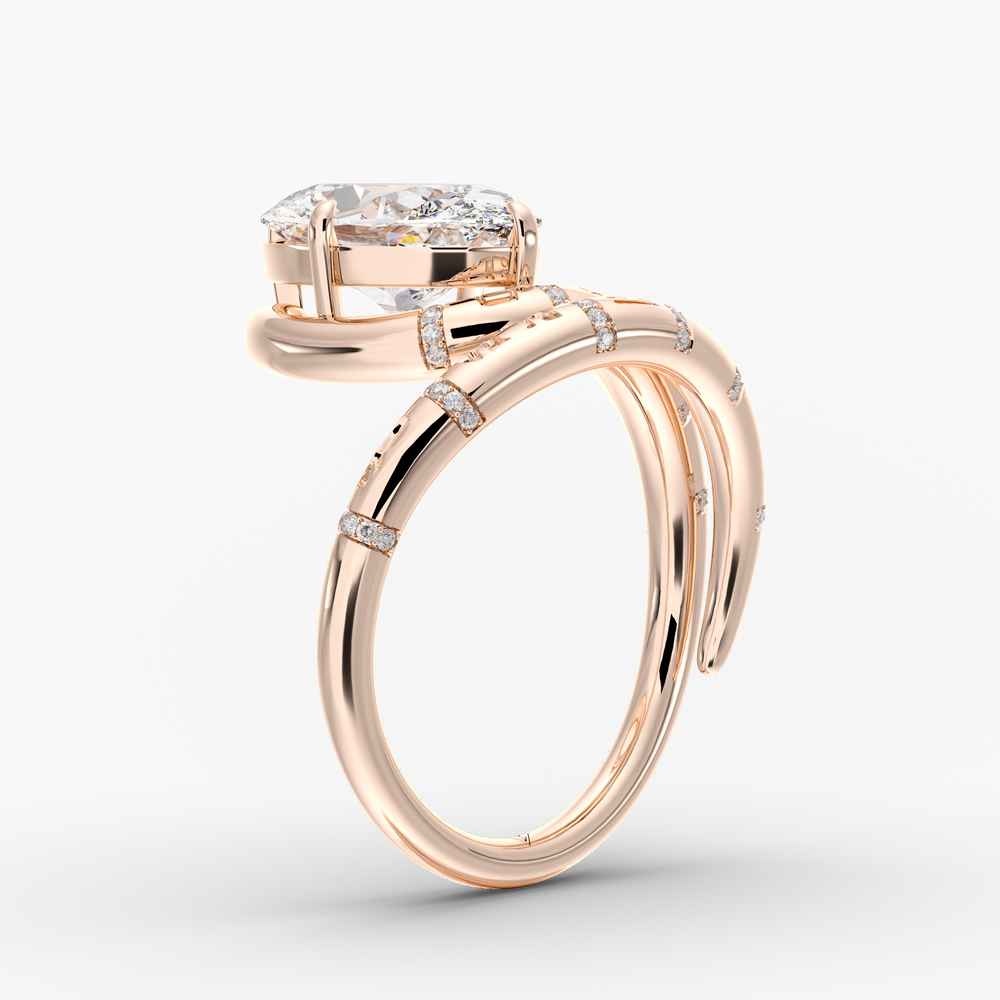 Candeo Oval engagement ring setting in 18K rose gold, three-quarter view.