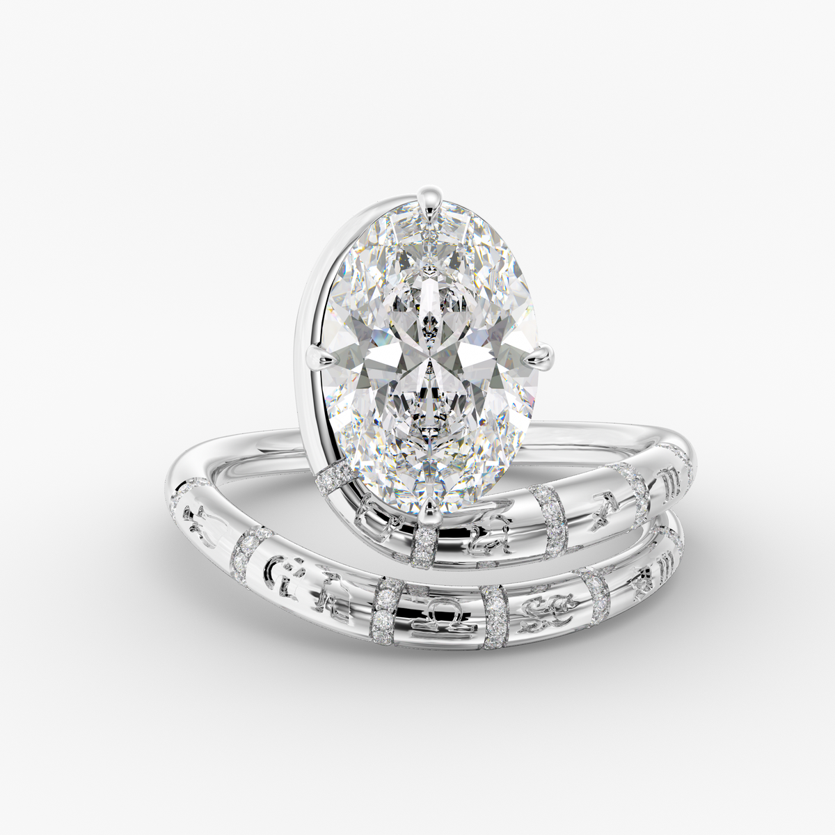 Candeo Oval engagement ring setting in 18K white gold, front view.