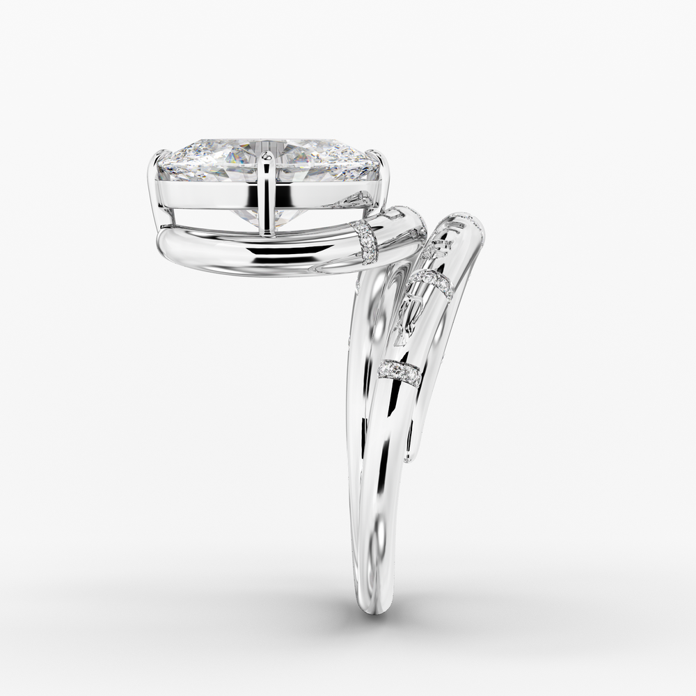 Candeo Oval engagement ring setting in 18K white gold, side view.