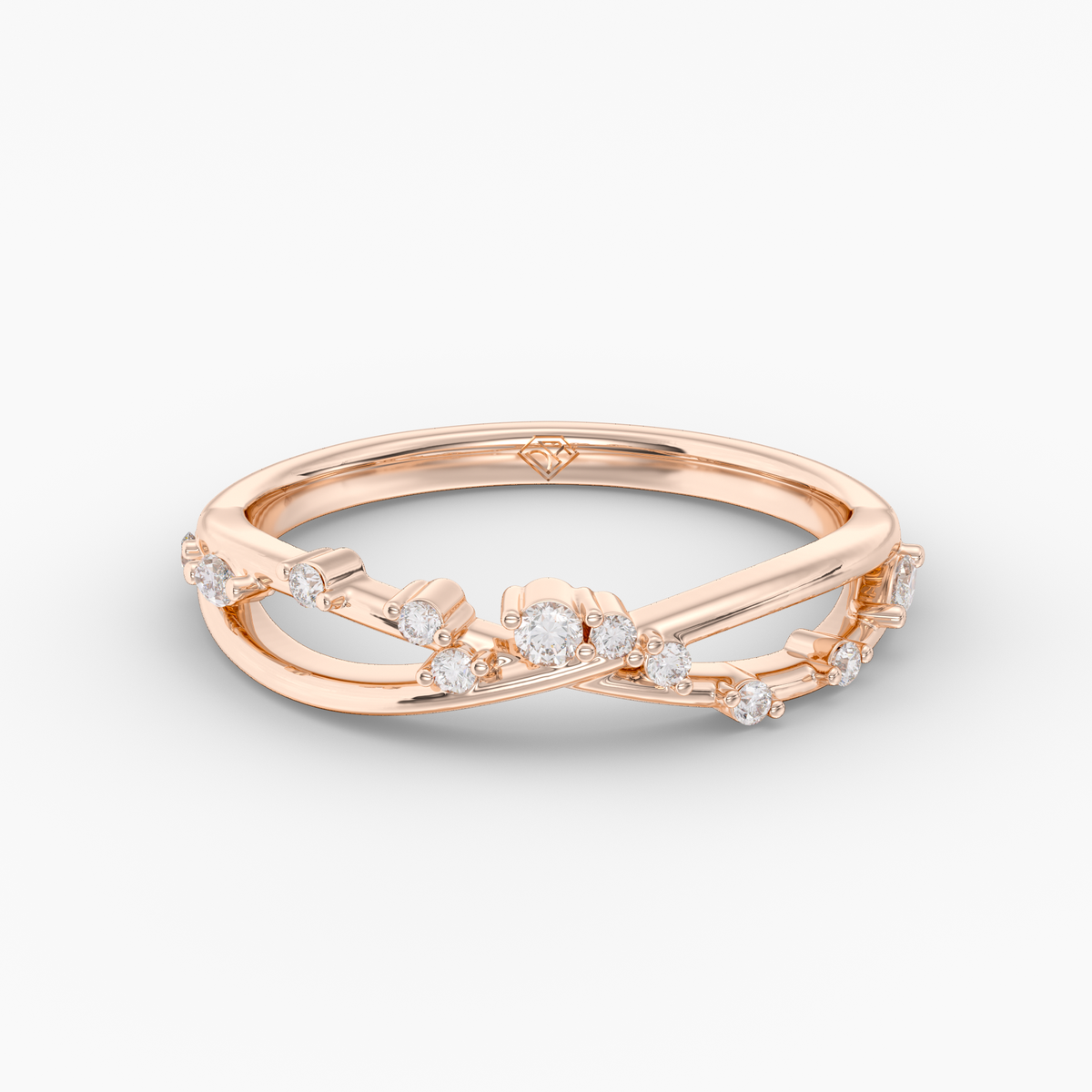 Ardis Diamond Ring diamond wedding band in 18K rose gold, front view.