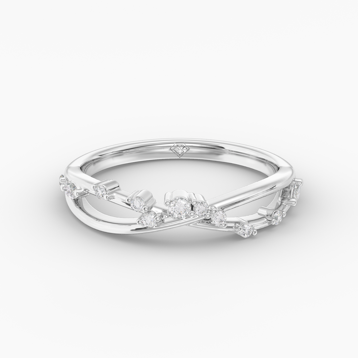 Ardis Diamond Ring diamond wedding band in 18K white gold, front view.
