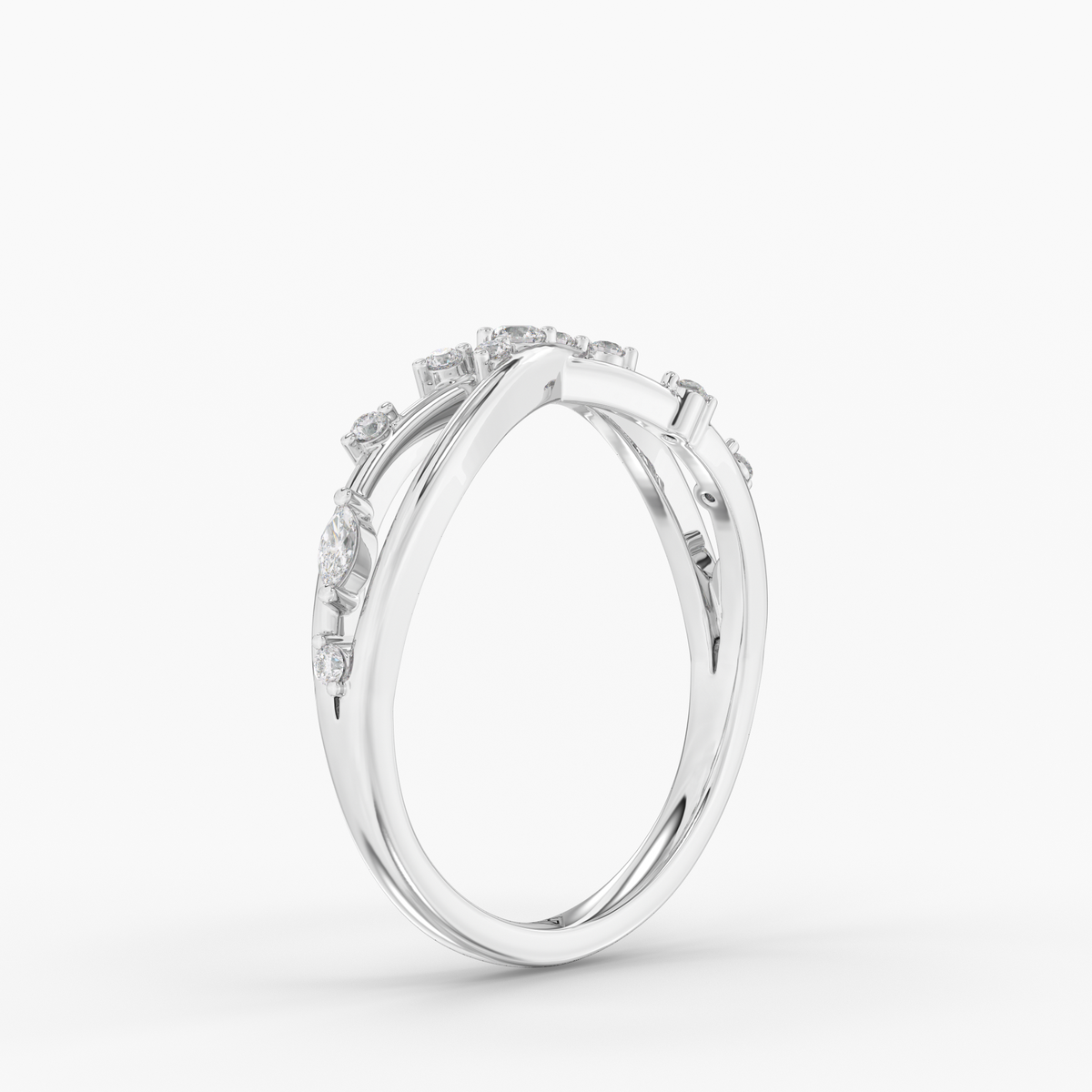 Ardis Diamond Ring diamond wedding band in 18K white gold, three-quarter view.