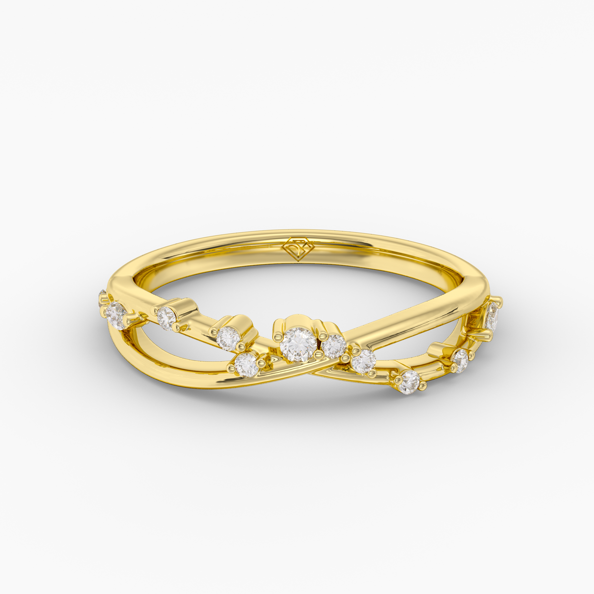 Ardis Diamond Ring diamond wedding band in 18K yellow gold, front view.