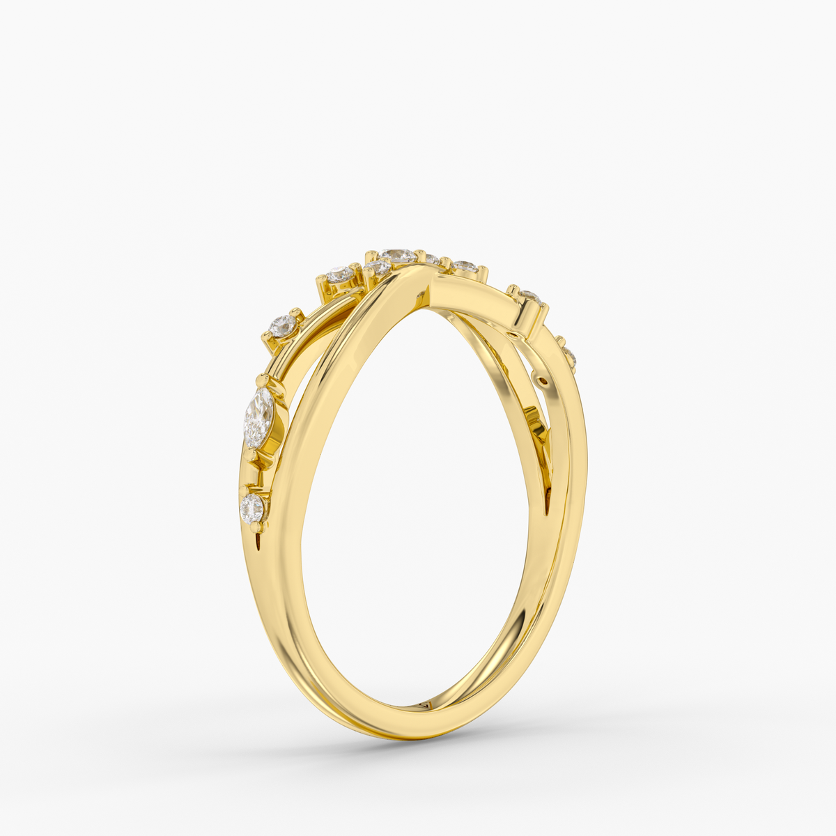 Ardis Diamond Ring diamond wedding band in 18K yellow gold, three-quarter view.