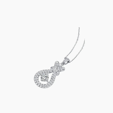 Lucky Bag Diamond Necklace - <p style=line-height: 1.3;>Introducing our charming Lucky Bag Diamond Necklace, featuring a delightful lucky bag design that symbolizes prosperity and good fortune, adorned with a stunning round diamond centerpiece. <br><br> Total diamond weight: 0.81 ct. <br><br>The price shown includes the combined cost of your selected main diamond and setting.</p > - Lab Grown Diamond Necklace - top