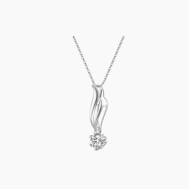 Note Diamond Solitaire Necklace - <p style=line-height: 1.3;>Discover our enchanting Note Diamond Necklace, featuring a beautifully crafted design that captures the essence of music and harmony, accentuated by a stunning round diamond centerpiece. <br><br> Total diamond weight: 0.37 ct.  <br><br>The price shown includes the combined cost of your selected main diamond and setting.</p > - Lab Grown Diamond Necklace - top