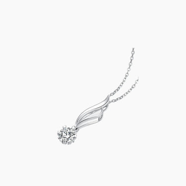 Note Diamond Solitaire Necklace - <p style=line-height: 1.3;>Discover our enchanting Note Diamond Necklace, featuring a beautifully crafted design that captures the essence of music and harmony, accentuated by a stunning round diamond centerpiece. <br><br> Total diamond weight: 0.37 ct.  <br><br>The price shown includes the combined cost of your selected main diamond and setting.</p > - Lab Grown Diamond Necklace - side view