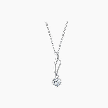 Note Diamond Solitaire Necklace - <p style=line-height: 1.3;>Discover our enchanting Note Diamond Necklace, featuring a beautifully crafted design that captures the essence of music and harmony, accentuated by a stunning round diamond centerpiece. <br><br> Total diamond weight: 0.37 ct.  <br><br>The price shown includes the combined cost of your selected main diamond and setting.</p > - Lab Grown Diamond Necklace - detail view