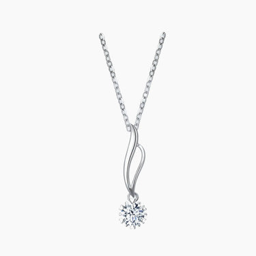 Note Diamond Solitaire Necklace - <p style=line-height: 1.3;>Discover our enchanting Note Diamond Necklace, featuring a beautifully crafted design that captures the essence of music and harmony, accentuated by a stunning round diamond centerpiece. <br><br> Total diamond weight: 0.37 ct.  <br><br>The price shown includes the combined cost of your selected main diamond and setting.</p > - Lab Grown Diamond Necklace - model wear view