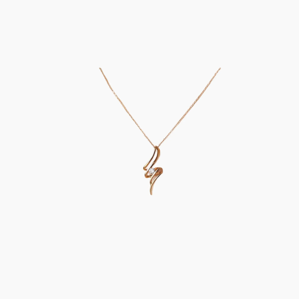 Romance Diamond Necklace - <p style=line-height: 1.3;>Introducing our mesmerizing Romance Diamond Necklace, featuring a fluid, water-like design that gracefully cascades around the neck, adorned with a single sparkling diamond at its heart. <br><br> Total diamond weight: 0.15 ct.</p > - Lab Grown Diamond Necklace - extra view
