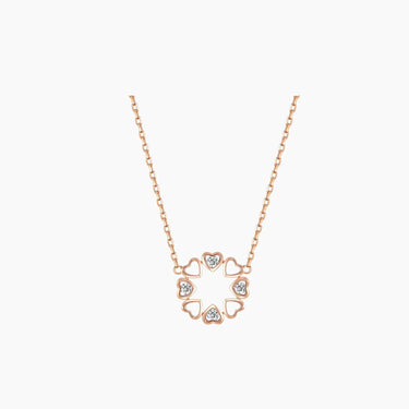 Clover Heart Diamond Necklace - <p style=line-height: 1.3;>Discover our enchanting Four Leaf Clover Heart Necklace, featuring a captivating design of four interlinked hearts that form the iconic shape of a four-leaf clover. <br><br>Total diamond weight: 0.145 ct.</p > - Lab Grown Diamond Necklace - front