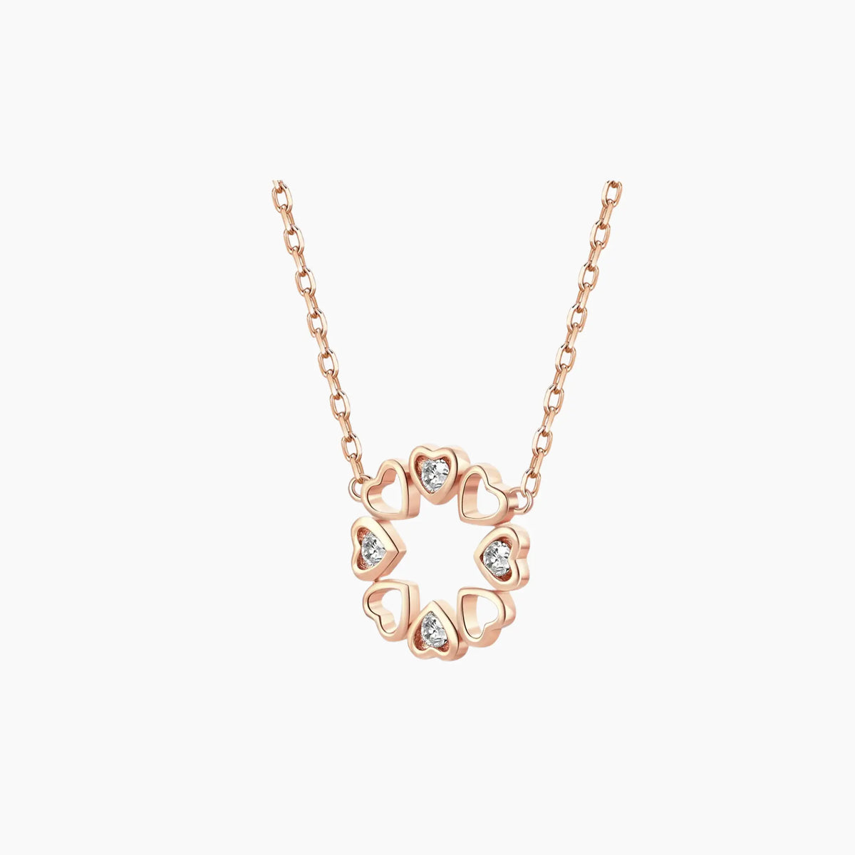 Clover Heart Diamond Necklace - <p style=line-height: 1.3;>Discover our enchanting Four Leaf Clover Heart Necklace, featuring a captivating design of four interlinked hearts that form the iconic shape of a four-leaf clover. <br><br>Total diamond weight: 0.145 ct.</p > - Lab Grown Diamond Necklace - side view