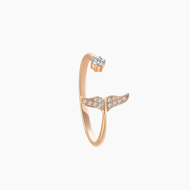 Whale Tail Diamond Ring - <p style=line-height: 1.3;>Discover our Whale Tail Diamond Fashion Ring, featuring a whale tail-shaped diamond pavé. Celebrating the ocean's gentle giants, this captivating design offers a unique accessory for sea lovers. <br><br>Total diamond weight: 0.139 ct.</p > - Lab Grown Diamond Fashion Ring - side view