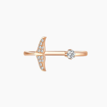 Whale Tail Diamond Ring - <p style=line-height: 1.3;>Discover our Whale Tail Diamond Fashion Ring, featuring a whale tail-shaped diamond pavé. Celebrating the ocean's gentle giants, this captivating design offers a unique accessory for sea lovers. <br><br>Total diamond weight: 0.139 ct.</p > - Lab Grown Diamond Fashion Ring - detail view