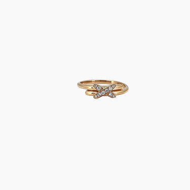 X Shaped Diamond Ring - <p style=line-height: 1.3;>This chic, significant piece stylishly signifies the unseen thread linking us to our fated loved ones, symbolizing destiny's intersection. <br><br> Total diamond weight: 0.086 ct.</p > - Lab Grown Diamond Fashion Ring - front