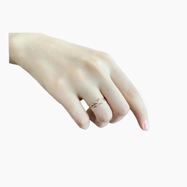 X Shaped Diamond Ring - <p style=line-height: 1.3;>This chic, significant piece stylishly signifies the unseen thread linking us to our fated loved ones, symbolizing destiny's intersection. <br><br> Total diamond weight: 0.086 ct.</p > - Lab Grown Diamond Fashion Ring - detail view