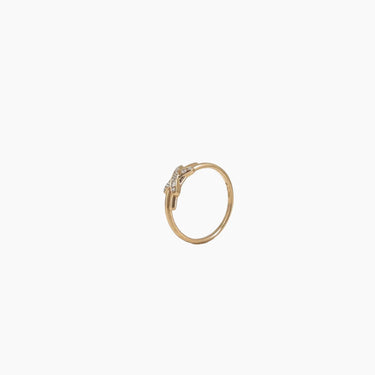 X Shaped Diamond Ring - <p style=line-height: 1.3;>This chic, significant piece stylishly signifies the unseen thread linking us to our fated loved ones, symbolizing destiny's intersection. <br><br> Total diamond weight: 0.086 ct.</p > - Lab Grown Diamond Fashion Ring - model wear view