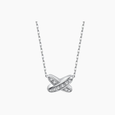 X Shaped Diamond Necklace - <p style=line-height: 1.3;>Introducing our captivating X-Shaped Diamond Necklace, featuring an alluring X-shaped pendant adorned with a sparkling diamond centerpiece. This striking design symbolizes the crossing of paths and the intersection of destiny. <br><br> Total diamond weight: 0.09 ct.</p > - Lab Grown Diamond Necklace - front