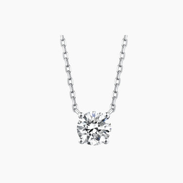 Round Four Prong Solitaire Pendant - <p style=line-height: 1.3;>Introducing our elegant Solitaire Diamond Pendant Necklace, featuring a single, brilliantly-cut round diamond that takes center stage. This minimalist yet captivating design embodies the essence of understated sophistication. <br><br>The price shown includes the combined cost of your selected main diamond and setting.</p > - Lab Grown Diamond Necklace - front