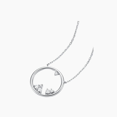 Winter Diamond Necklace - <p style=line-height: 1.3;>Introducing our captivating Winter Diamond Necklace, featuring an intricate design depicting a breathtaking ice mountain landscape nestled within a sleek circular frame. <br><br> Total diamond weight: 0.08 ct.</p > - Lab Grown Diamond Necklace - top