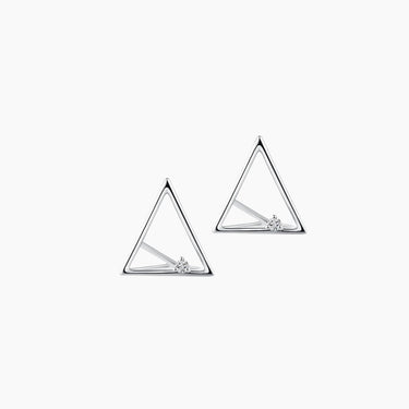 Trinity Diamond Stud Earrings - <p style=line-height: 1.3;>Introducing our Trinity Diamond Stud Earrings, a perfect blend of modern design and classic elegance. Each earring features a sleek triangular shape, crowned with a solitary, radiant diamond. <br><br> Total diamond weight: 0.045 ct.</p > - Lab Grown Diamond Earrings - front