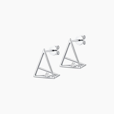 Trinity Diamond Stud Earrings - <p style=line-height: 1.3;>Introducing our Trinity Diamond Stud Earrings, a perfect blend of modern design and classic elegance. Each earring features a sleek triangular shape, crowned with a solitary, radiant diamond. <br><br> Total diamond weight: 0.045 ct.</p > - Lab Grown Diamond Earrings - top