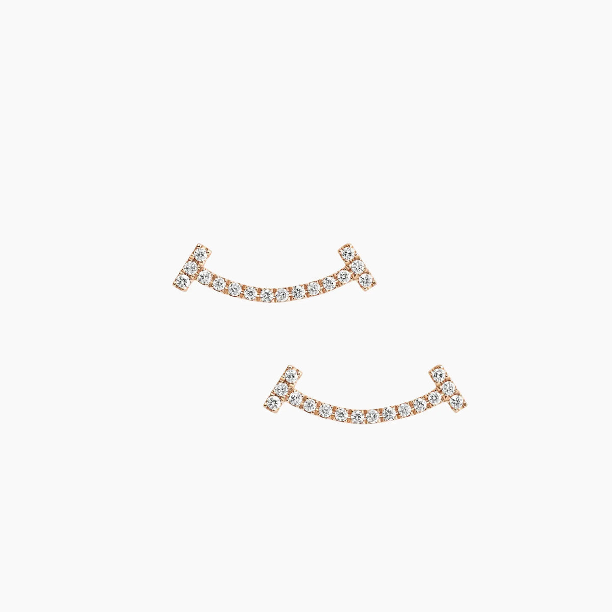 Joy Diamond Stud Earrings - <p style=line-height: 1.3;>Presenting our Joy Diamond Stud Earrings, a pair of charming accessories that encapsulate the joy of a heartfelt smile. Their delightful smile-shaped design is fully encrusted with glistening diamonds, offering a sense of playful elegance. <br><br> Total diamond weight: 0.11 ct.</p > - Lab Grown Diamond Earrings - side view