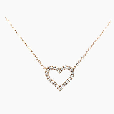 Pave Diamond Heart Necklace - <p style=line-height: 1.3;>Discover our dazzling Pave Diamond Heart Necklace, featuring an enchanting heart-shaped pendant encrusted with a multitude of sparkling diamonds.  <br><br> Total diamond weight: 0.33ct.</p > - Lab Grown Diamond Necklace - top