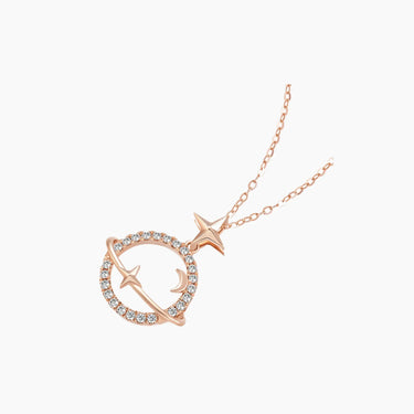 Satellite Planet Diamond Necklace - <p style=line-height: 1.3;>Introducing our captivating Satellite Planet Diamond Necklace, showcasing a stunning design inspired by the celestial dance of satellites orbiting a central planet. <br><br> Total diamond weight: 0.21 ct.</p > - Lab Grown Diamond Necklace - top