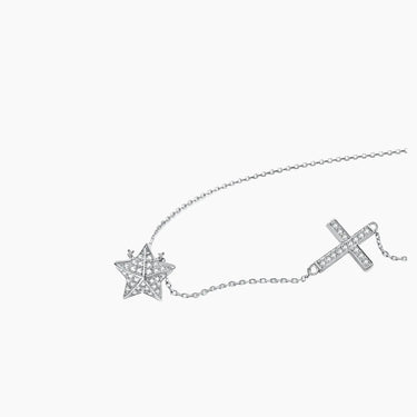 Star Cross Diamond Necklace - <p style=line-height: 1.3;>Introducing our striking Star and Cross Diamond Necklace, showcasing a captivating design that unites a dazzling diamond-adorned star and cross. <br><br> Total diamond weight: 0.3 ct.</p > - Lab Grown Diamond Necklace - top