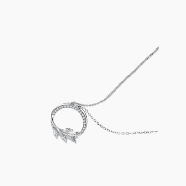 Forest Diamond Necklace - <p style=line-height: 1.3;>Discover our enchanting Forest Diamond Necklace, featuring a harmonious design of graceful leaves adorned with shimmering diamonds, encircling an elegant circular frame. <br><br> Total diamond weight: 0.32 ct.</p > - Lab Grown Diamond Necklace - top