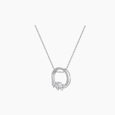 Forest Diamond Necklace - <p style=line-height: 1.3;>Discover our enchanting Forest Diamond Necklace, featuring a harmonious design of graceful leaves adorned with shimmering diamonds, encircling an elegant circular frame. <br><br> Total diamond weight: 0.32 ct.</p > - Lab Grown Diamond Necklace - side view