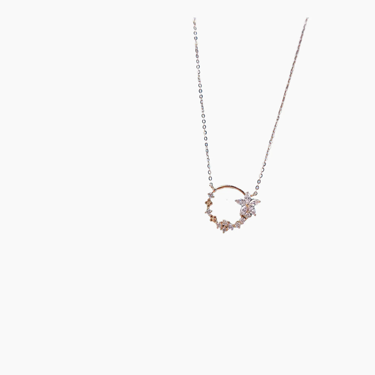 Secret Garden Diamond Necklace - <p style=line-height: 1.3;>Discover our enchanting Secret Garden Diamond Necklace, featuring an intricate design inspired by the hidden beauty and allure of a secluded garden paradise. <br><br> Total diamond weight: 0.51 ct.</p > - Lab Grown Diamond Necklace - side view