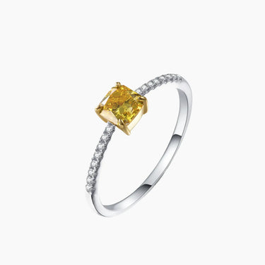 Yellow Solitaire Paved - <p style=line-height: 1.3;>Introducing our radiant Yellow Diamond Fashion Ring, showcasing a captivating yellow diamond centerpiece, encircled by a sparkling diamond paved band. <br><br>Total weight of diamond on band: 0.097 ct.</p > - Lab Grown Diamond Fashion Ring - front