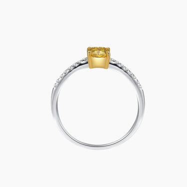 Yellow Solitaire Paved - <p style=line-height: 1.3;>Introducing our radiant Yellow Diamond Fashion Ring, showcasing a captivating yellow diamond centerpiece, encircled by a sparkling diamond paved band. <br><br>Total weight of diamond on band: 0.097 ct.</p > - Lab Grown Diamond Fashion Ring - side view