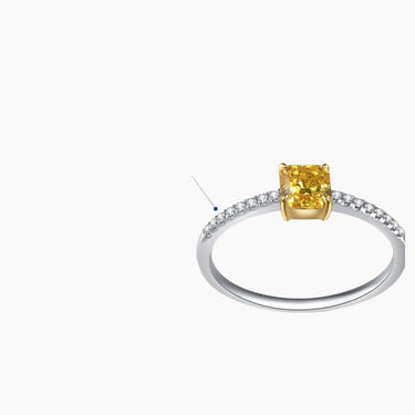 Yellow Solitaire Paved - <p style=line-height: 1.3;>Introducing our radiant Yellow Diamond Fashion Ring, showcasing a captivating yellow diamond centerpiece, encircled by a sparkling diamond paved band. <br><br>Total weight of diamond on band: 0.097 ct.</p > - Lab Grown Diamond Fashion Ring - extra view