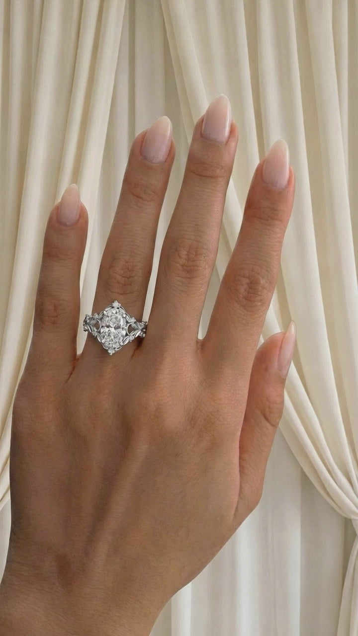 Hawthorne Oval engagement ring in 18K white gold, model wearing video.