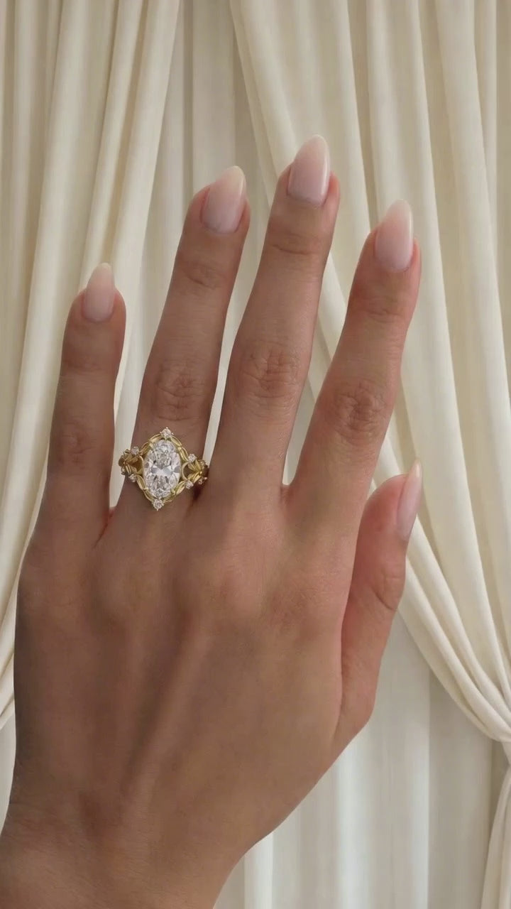 Hawthorne Oval engagement ring in 18K yellow gold, model wearing video.