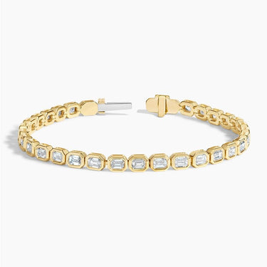 Emerald Bezel Tennis Bracelet 14K Gold (3 Carat)