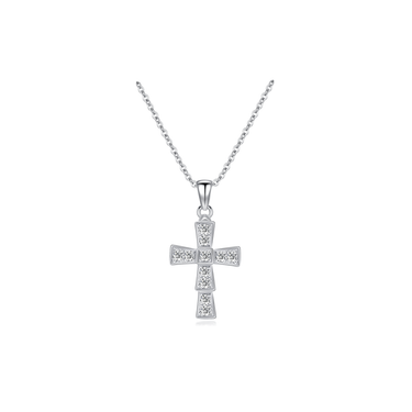 Cross Diamond Necklace - <p style="line-height: 1.3;">
Introducing our exquisite Cross Diamond Necklace, showcasing a beautifully crafted cross adorned with a sparkling diamond centerpiece. <br><br> Total diamond weight: 0.2 ct.
</p > - Lab Grown Diamond Necklace - front