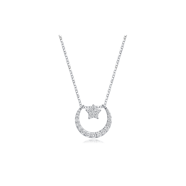 Moon Night Diamond Necklace - <p style="line-height: 1.3;">
Introducing our versatile Moon Night Diamond Necklace, featuring a dazzling crescent moon and star, both adorned with sparkling diamonds. With multiple ways to wear it – showcasing the moon, the star, or both together. <br><br> Total diamond weight: 0.51 ct.
</p > - Lab Grown Diamond Necklace - top